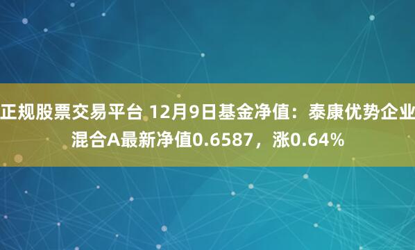 正规股票交易平台 12月9日基金净值：泰康优势企业混合A最新净值0.6587，涨0.64%