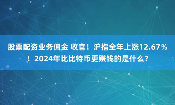 股票配资业务佣金 收官！沪指全年上涨12.67％！2024年比比特币更赚钱的是什么？