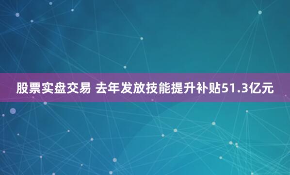 股票实盘交易 去年发放技能提升补贴51.3亿元