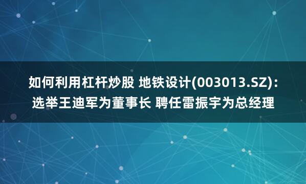 如何利用杠杆炒股 地铁设计(003013.SZ)：选举王迪军为董事长 聘任雷振宇为总经理